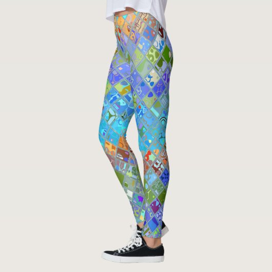 Abstraktes Mosaikglas-Muster Leggings (Links)