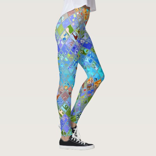 Abstraktes Mosaikglas-Muster Leggings (Rechts)