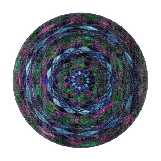 Abstraktes Mosaikglas Schneidebrett (Vorderseite)