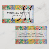 Abstraktes Mosaikmuster, benutzerdefiniertes Monog Visitenkarte (Vorne/Hinten)