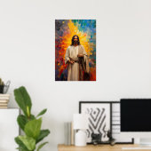 Abstraktes Mosaikprojekt Jesu Christi Poster (Heimbüro)