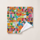 Abstraktes Mossaikmuster Badhandtuch Set (Waschlappen)