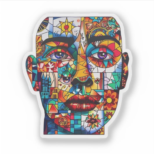 Abstraktes Motif-Gesicht Aufkleber (Vorderseite)