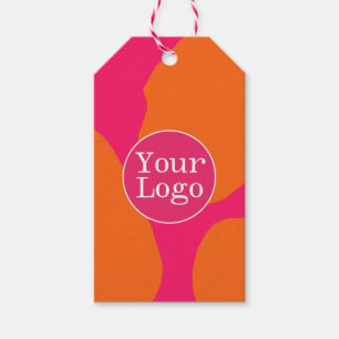 Abstraktes Motiv in Rosa und Orange mit Logo Geschenkanhänger