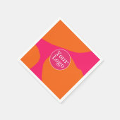 Abstraktes Motiv in Rosa und Orange mit Logo Serviette (Ecke)
