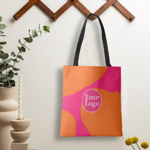Abstraktes Motiv in Rosa und Orange mit Logo Tasche