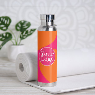 Abstraktes Motiv in Rosa und Orange mit Logo-Wette Trinkflasche
