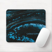 Abstraktes Mousepad aus blauem Marmor (Mit Mouse)
