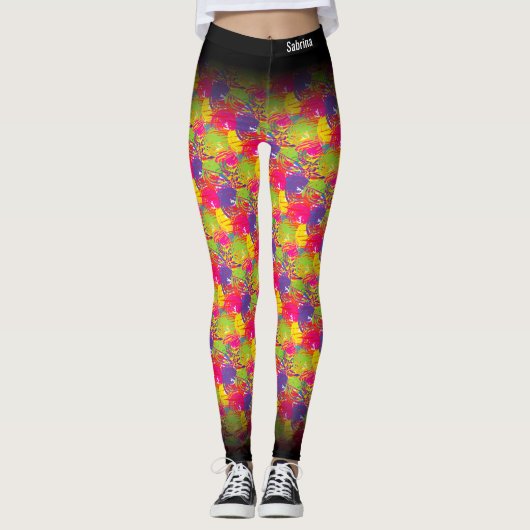 Abstraktes MultiColor-Muster Leggings (Vorderseite)