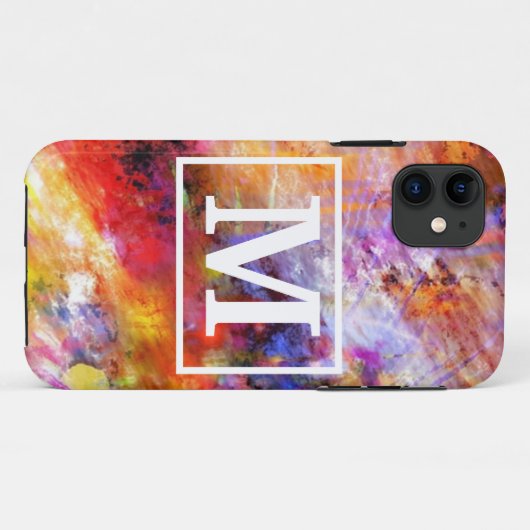 Abstraktes Multifarben-Art-Monogramm Case-Mate iPhone Hülle (Rückseite (Horizontal))