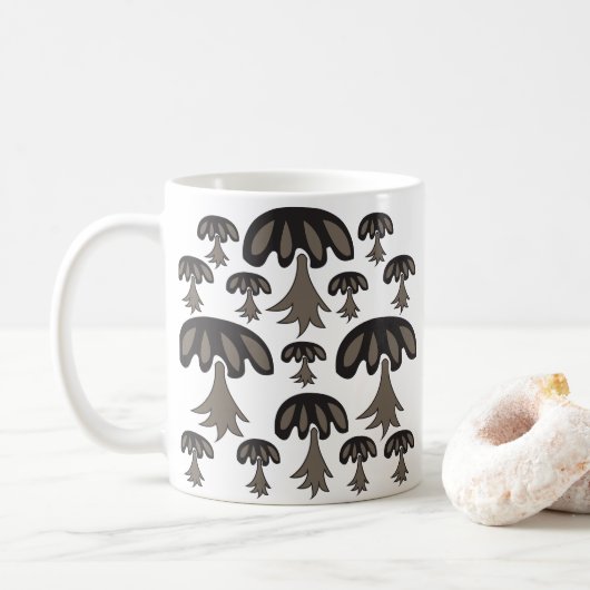 Abstraktes Mushroom Muster Kaffeetasse (Mit Donut)