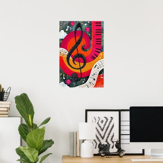 Abstraktes musikalisches Design Poster (Heimbüro)