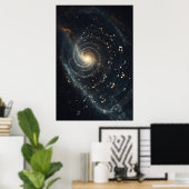Abstraktes musikalisches Universum Spirale Poster (Heimbüro)