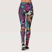 Abstraktes Musikmuster Leggings (Rückseite)