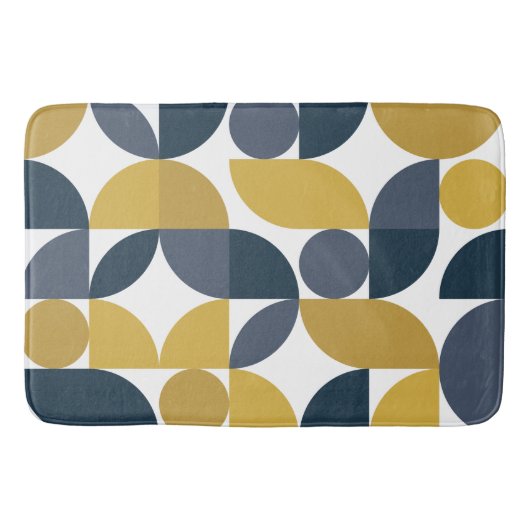 Abstraktes Mustard Geometric Muster Badematte (Vorderseite)