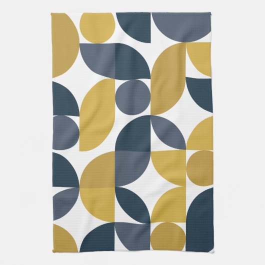 Abstraktes Mustard Geometric Muster Geschirrtuch (Vertikal)