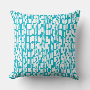 Abstraktes Muster 090615 - White on Aqua Blue Kissen