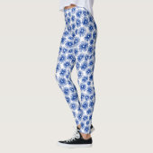Abstraktes Muster 101115 - Navy Blue on White Leggings (Links)