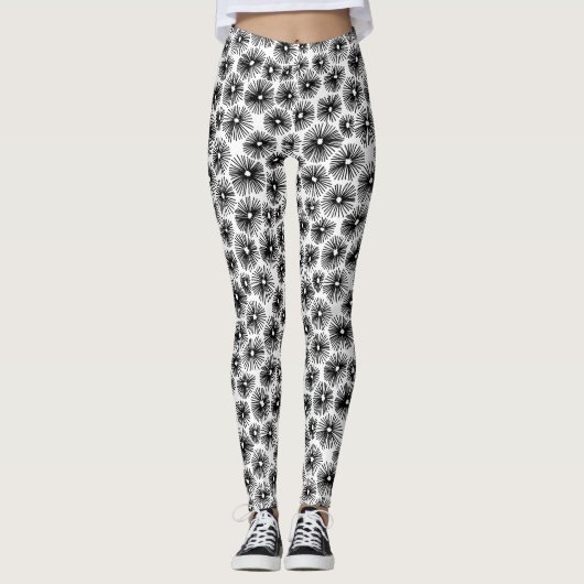 Abstraktes Muster 101115 - Schwarz Leggings (Vorderseite)