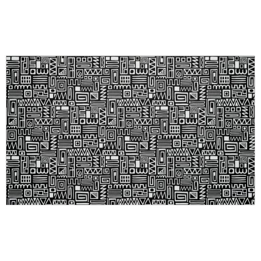 Abstraktes Muster 110122 - Weiß auf Schwarz Stoff (Fat Quarter (45,7 x 55,9 cm))