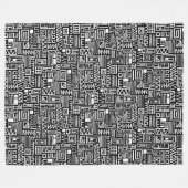 Abstraktes Muster 110122 - Weiß auf schwarzem Wurz Fleecedecke (Vorderseite (Horizontal))