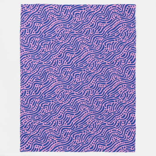 Abstraktes Muster 110523 - Navy Blue and Pink Fleecedecke (Vorderseite)