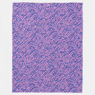 Abstraktes Muster 110523 - Rosa und Navy Blau Fleecedecke
