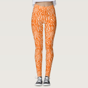 Abstraktes Muster 130621 - Orange und Weiß Leggings