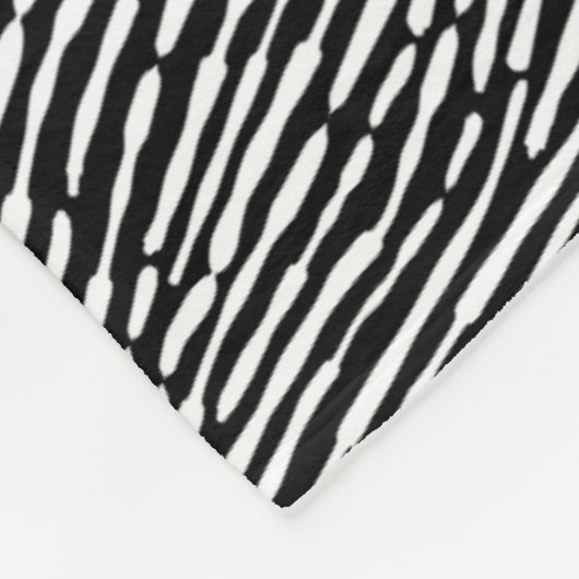 Abstraktes Muster 140523 - Weiß auf Schwarz Fleecedecke (Ecke)