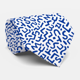 Abstraktes Muster 170822 - Navy Blue on White Krawatte