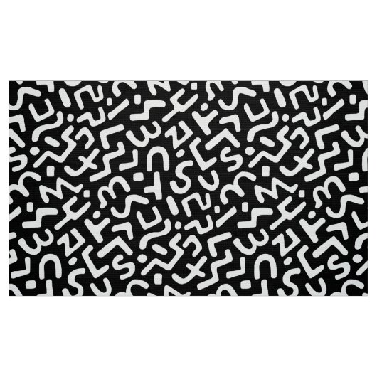 Abstraktes Muster 170822 - Weiß auf Schwarz Stoff (Fat Quarter (45,7 x 55,9 cm))