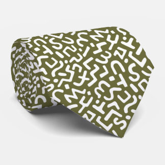 Abstraktes Muster 170822 - White on Olive Drab Krawatte
