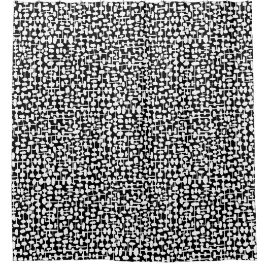 Abstraktes Muster 190621 Weiß auf Schwarz Duschvorhang (Vorderseite)