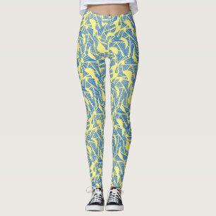 Abstraktes Muster 2 Töne Blau.b Gelb BG Leggings