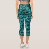Abstraktes Muster Aquamarin Capri Leggings (Rückseite)