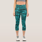 Abstraktes Muster Aquamarin Capri Leggings (Vorderseite)