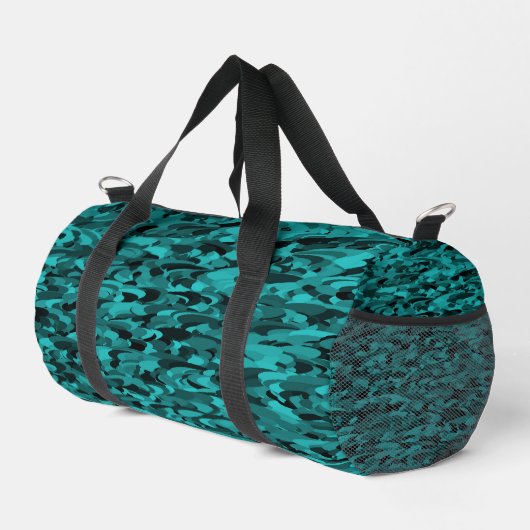 Abstraktes Muster Aquamarin Duffle Bag (Rechte Ecke)