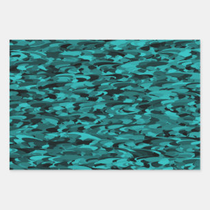 Abstraktes Muster Aquamarin Geschenkpapier Set