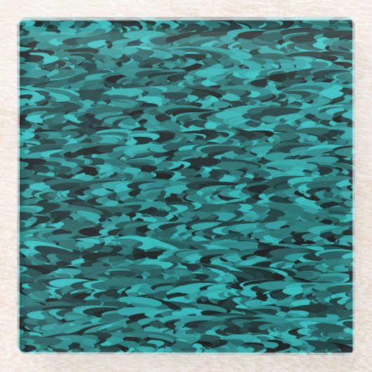 Abstraktes Muster Aquamarin Glasuntersetzer (Vorderseite)