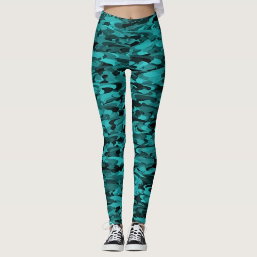 Abstraktes Muster Aquamarin Leggings (Vorderseite)