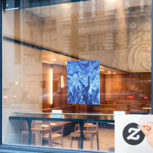 Abstraktes Muster aus blauer Flüssigkeit Fensteraufkleber