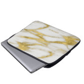 Abstraktes Muster aus exotischem Gold und weißem M Laptopschutzhülle (Vorne Knopf)