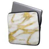 Abstraktes Muster aus exotischem Gold und weißem M Laptopschutzhülle (Vorderseite Links)