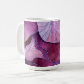Abstraktes Muster aus lila Blättern Kaffeetasse (Vorderseite Links)