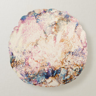 Abstraktes Muster aus Marmorflüssigkeiten Rundes Kissen