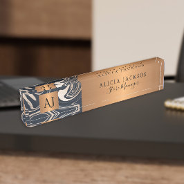 Abstraktes Muster aus modernem Marmor, schwarz, go Namensplakette