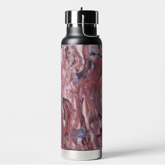 Abstraktes Muster aus rotem Mineralstein Trinkflasche (Links)