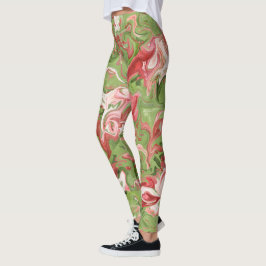 Abstraktes Muster aus rotem und grünem Marmor Weih Leggings