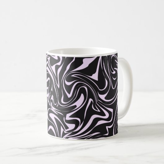 Abstraktes Muster aus schwarzem und rosa Marmor Kaffeetasse (VorderseiteRechts)