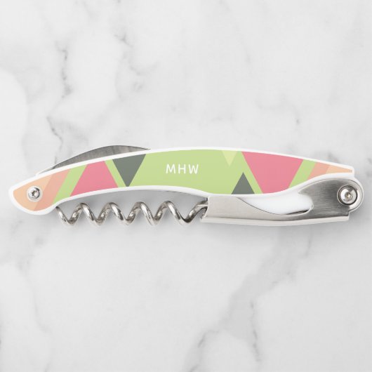 Abstraktes Muster, benutzerdefinierte Monogramm-Ko Kellnermesser (Rückseite)